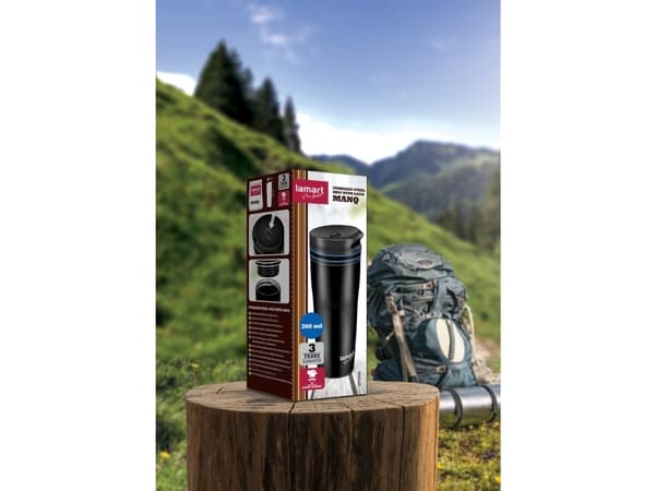 Lamart Kubek termiczny 360ml czarny/niebieski Manq (LT4050)