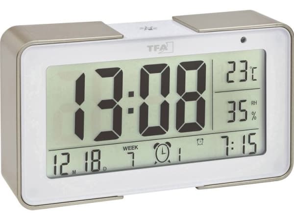 TFA-Dostmann 60.2540.53, Digital vekkerklokke, Rektangel, Beige, Hvit, -20 - 70 °C, Batteri, 1,5 V
