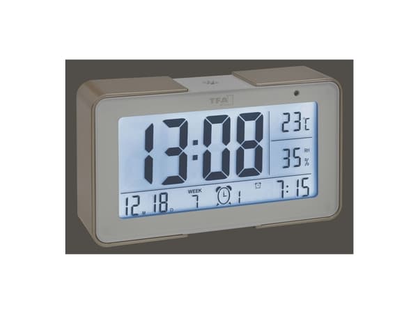 TFA-Dostmann 60.2540.53, Digital vekkerklokke, Rektangel, Beige, Hvit, -20 - 70 °C, Batteri, 1,5 V