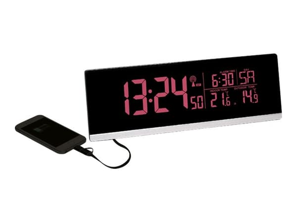 TFA MULTI-COLOR - Alarmklokke - rektangulær - elektronisk - skrivebord - svart