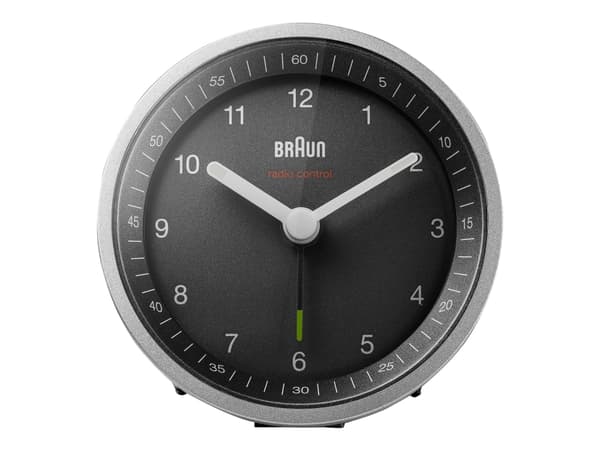 Braun BC07 - Väckarklocka - rund - kvarts - skrivbord - silver/svart