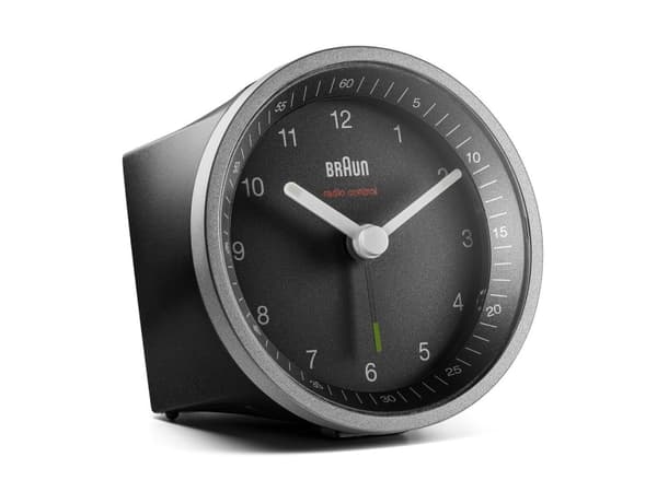 Braun BC07 - Väckarklocka - rund - kvarts - skrivbord - silver/svart