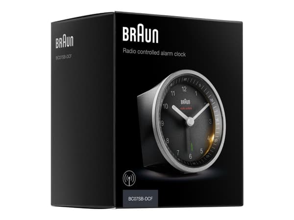 Braun BC07 - Väckarklocka - rund - kvarts - skrivbord - silver/svart