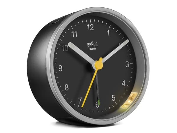Braun BC12SB, Quartz-väckarklocka, Rund, Svart, Silver, 12 timmar, Ringklocka, Batteri