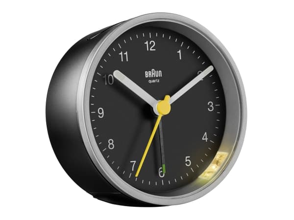 Braun BC12SB, Quartz-väckarklocka, Rund, Svart, Silver, 12 timmar, Ringklocka, Batteri