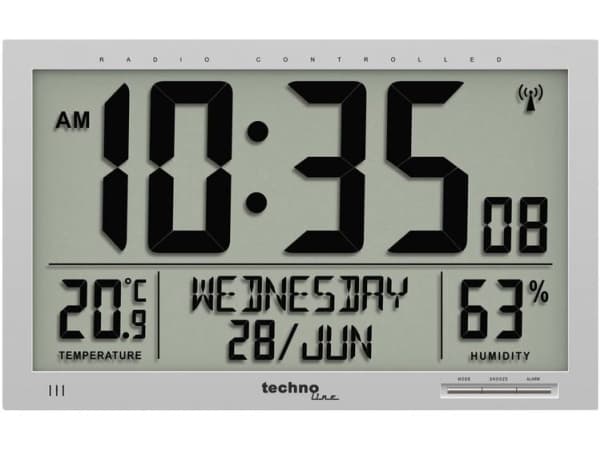 Techno Line WS 8013 Radio seinäkello 369 mm x 270 mm x 24 mm Hopea Suuri näyttö