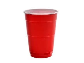 Plastglas 40 cl Ø95x121 mm PS Rød party med Hvid inderside,16 ps x 50 stk/krt