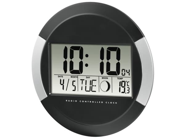 Hama PP-245 - Klokke - elektronisk - skrivebord, veggmonterbar - 24.5 cm - grå, svart