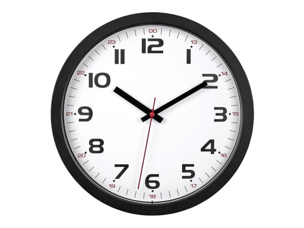 TFA-Dostmann Wanduhr, Vegg, Kvartsklokke, Rund, Sort, Plast, Glass