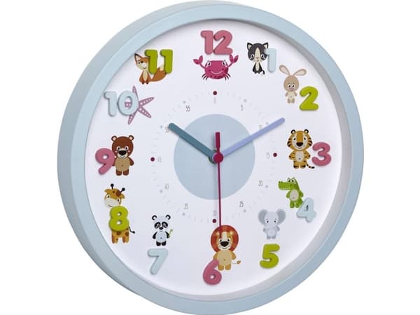 TFA-Dostmann 60.3051, Vegg, Quartz clock, Sirkel, Blå, Grønn, Rosa, Plast, Barn