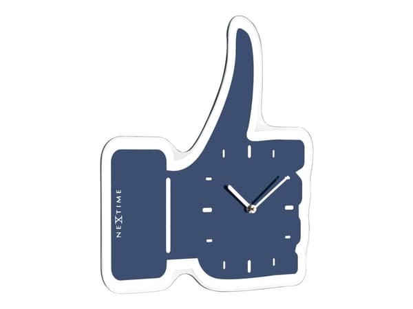 Nextime Thumbs up - Klokke - kvarts - veggmonterbar - 40.5 x 42 cm - blå