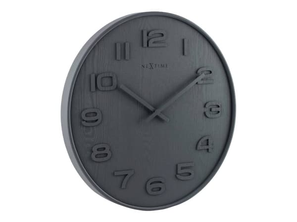 Nextime Wood Wood Medium - Klokke - kvarts - veggmonterbar - 35 cm - grå