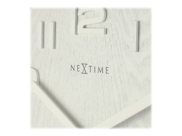 Nextime Wood Wood Medium - Klokke - kvarts - veggmonterbar - 35 cm - hvit