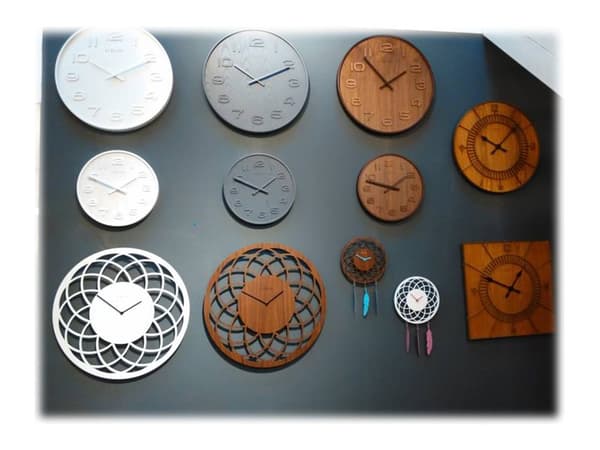 Nextime Wood Wood Medium - Klokke - kvarts - veggmonterbar - 35 cm - hvit