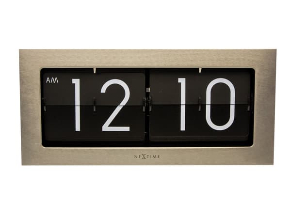 Nextime Big Flip - Klokke - rektangulær - kvarts - skrivebord - 36 x 16.7 cm - sølv