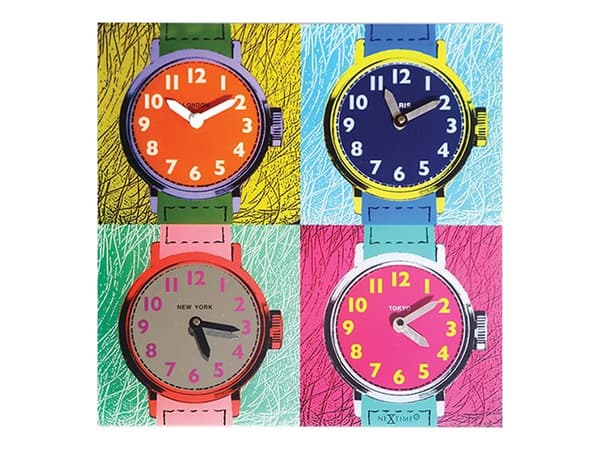 Nextime Time Zones - Klokke - firkantet - kvarts - veggmonterbar - 43 x 43 cm