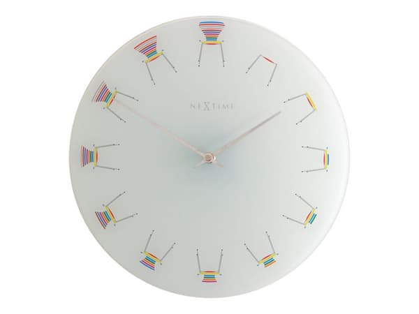 Nextime Chair - Kello - kvartsikello - seinään kiinnitettävä - 30 cm - valkoinen