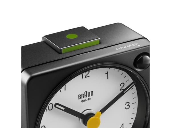 Braun BC02XBW, Quartz-väckarklocka, Rektangel, Svart, Vit, 12 timmar, Analog, Batteri