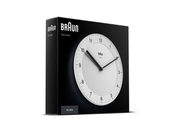 Braun BC06W, Vegg, Kvartsklokke, Rund, Hvit, Voksne, AA