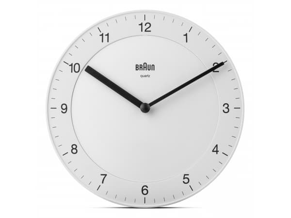 Braun BC06W, Vegg, Kvartsklokke, Rund, Hvit, Voksne, AA