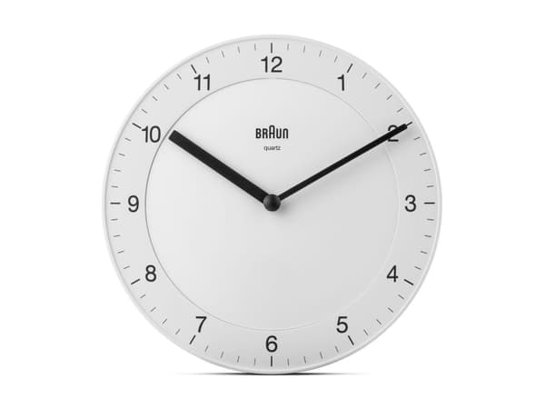 Braun BC06W, Vegg, Kvartsklokke, Rund, Hvit, Voksne, AA