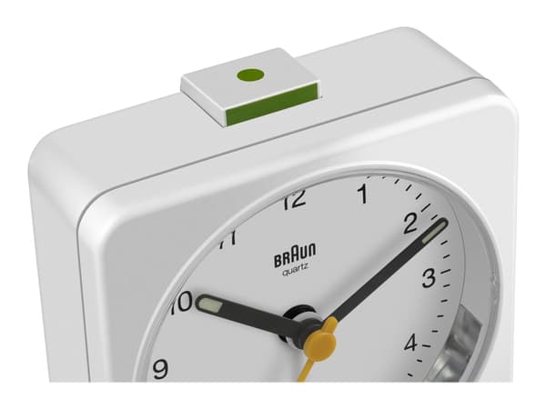 Braun BC03W - Väckarklocka - kvadrat - kvarts - skrivbord - vit