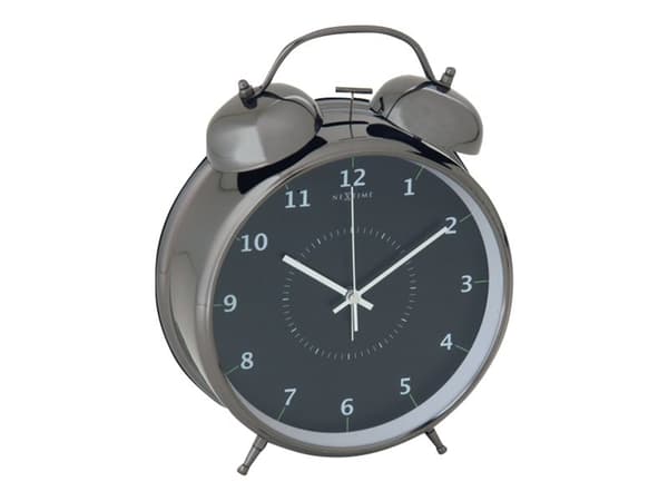 Nextime Wake Up - Alarmklokke - rund - kvarts - skrivebord - svart - ramme: Retro