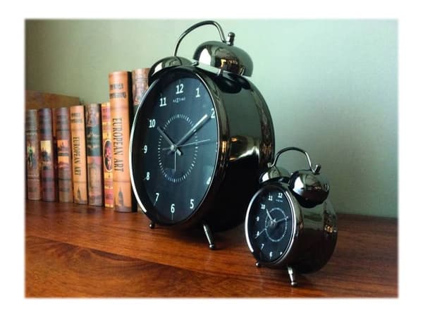 Nextime Wake Up - Alarmklokke - rund - kvarts - skrivebord - svart - ramme: Retro