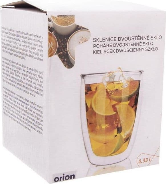 Orion Termisk glass med dobbel vegg for kaffe, latte, te, 0,33 l
