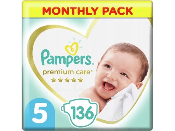Pampers Premium Care 5 bleier, 11-16 kg, 136 stk.