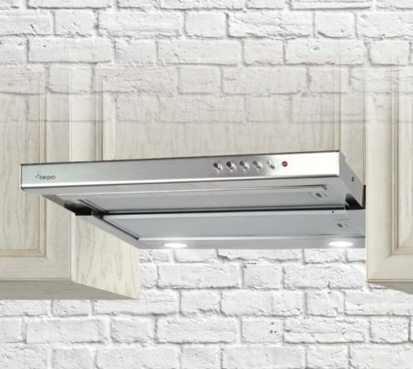 Akpo WK-7 Light, 220 m³/t, Ducted/Resirkulerende, 52 dB, 60 dB, Semi-innebygd (uttrekkbar), Rustfritt stål Rustfritt stål