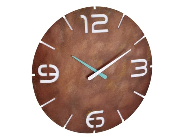TFA CONTOUR - Klokke - kvarts - veggmonterbar - 35 cm - hvit, rust look