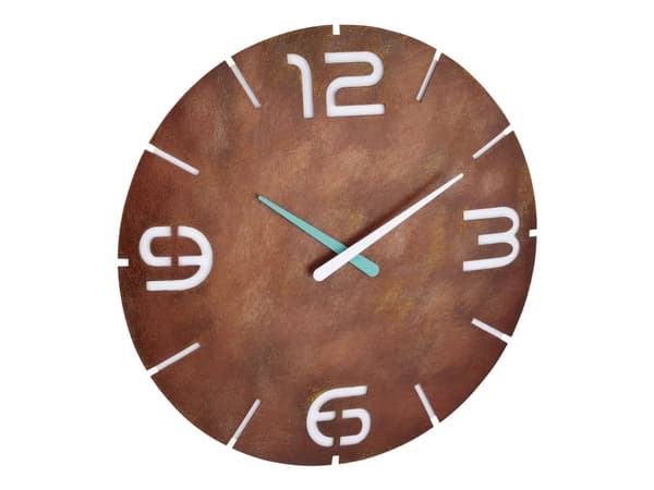 TFA CONTOUR - Klokke - kvarts - veggmonterbar - 35 cm - hvit, rust look