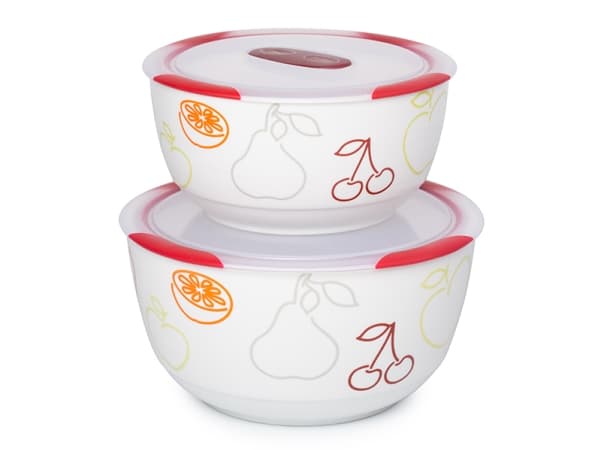 OURSSON BS4781RC/DC, Bollesett, Rund, Keramisk, Kirsebær (frukt), Hvit, 3 l, Personlig