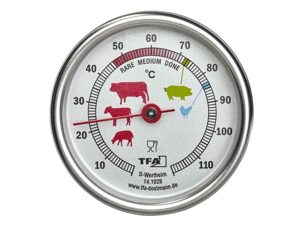 TFA - Köttermometer - för ugn, till barbequegrill, för grill - silver