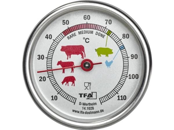 TFA - Köttermometer - för ugn, till barbequegrill, för grill - silver