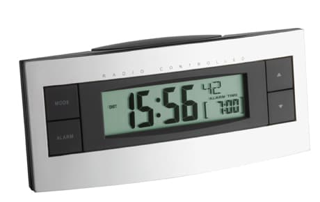 TFA - Alarmklokke - rektangulær - elektronisk - skrivebord - svart sølv