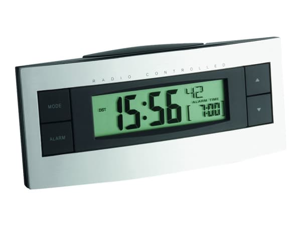 TFA - Alarmklokke - rektangulær - elektronisk - skrivebord - svart sølv