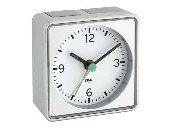TFA Push - Väckarklocka - kvadrat - kvarts - skrivbord - silver