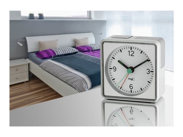TFA Push - Väckarklocka - kvadrat - kvarts - skrivbord - silver
