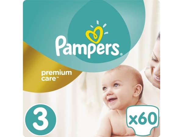 Pampers Premium Care, 4 kg, 9 kg, Hvit, 3 måned(er), 6 måned(er), 60 stykker
