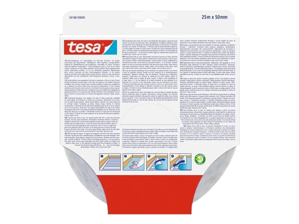 TESA 561880000011, Monteringstejp, Vit, 25 m, inomhus, Polypropylen (PP), 50 mm