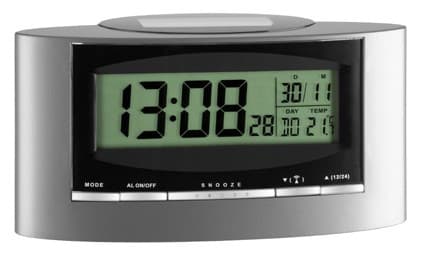 TFA-Dostmann 98.1071, Digitaalinen herätyskello, Musta, Hopea, 12/24t, 0 - 50 °C, F, °C, LCD