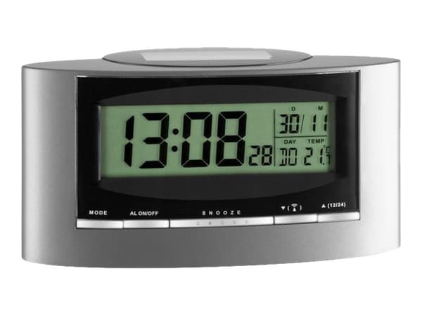 TFA-Dostmann 98.1071, Digitaalinen herätyskello, Musta, Hopea, 12/24t, 0 - 50 °C, F, °C, LCD