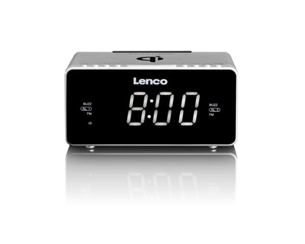 Lenco CR-550, Klokke, FM, LED, 3,05 cm (1.2"), Hvit, Sølv