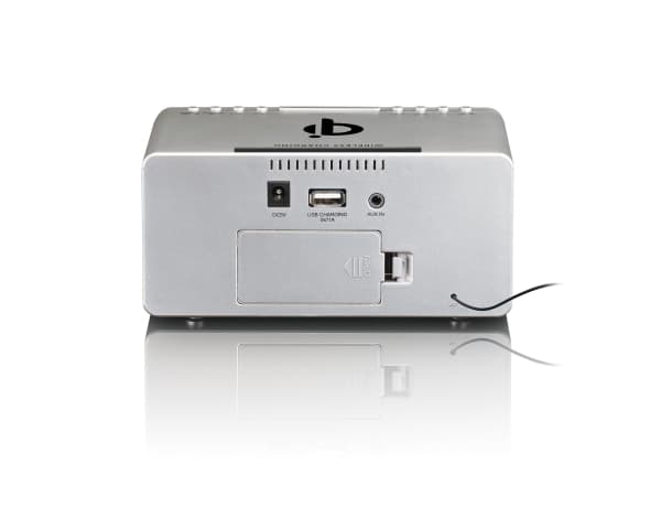 Lenco CR-550, Klokke, FM, LED, 3,05 cm (1.2"), Hvit, Sølv