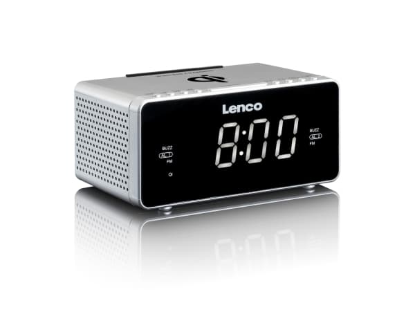 Lenco CR-550, Klokke, FM, LED, 3,05 cm (1.2"), Hvit, Sølv