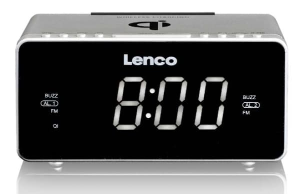 Lenco CR-550, Klokke, FM, LED, 3,05 cm (1.2"), Hvit, Sølv
