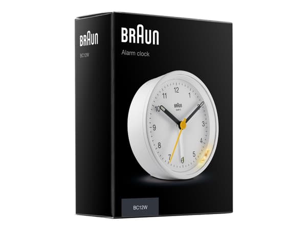 Braun Reflex BC12 - Väckarklocka - rund - kvarts - skrivbord - vit