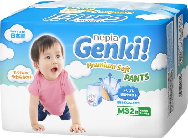 Genki japanska blöjor - Premium Soft M 7-10 kg, 32 st.
